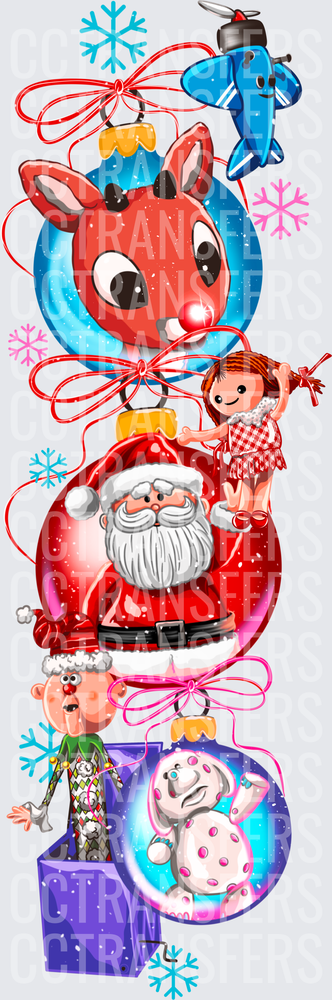 Stacked Christmas Ornaments Toys Snowflakes Holiday (DTF)