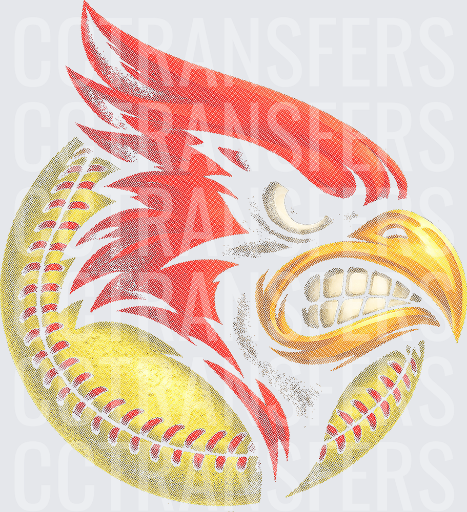 Fierce Red Cardinal Softball Mascot Design (DTF)