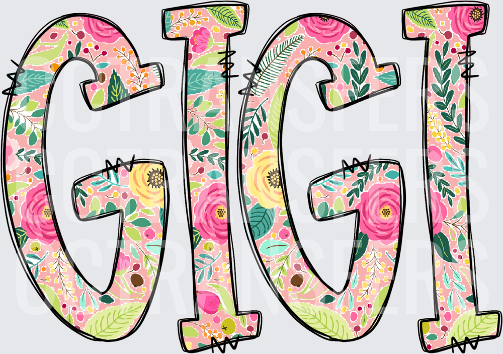 Gigi Floral Boho Pink Letter Design (DTF)