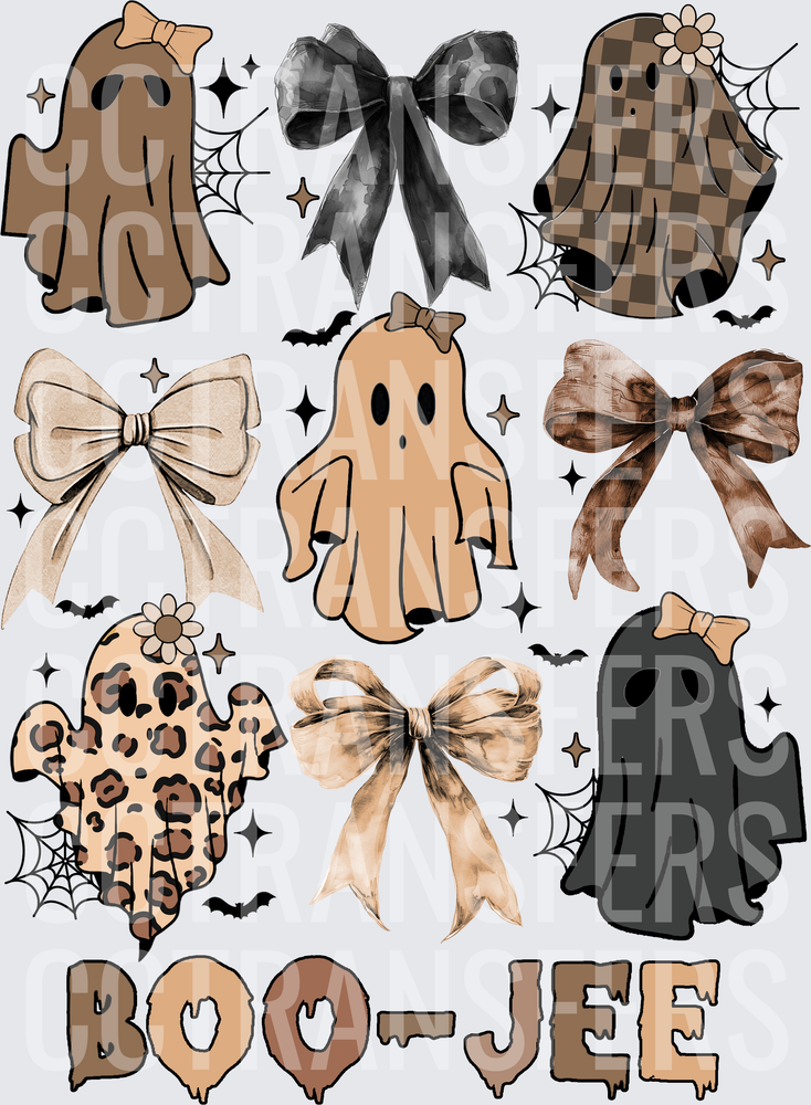 Boo-Jee Neutral Tone Ghosts Bows Halloween Sheet (DTF)
