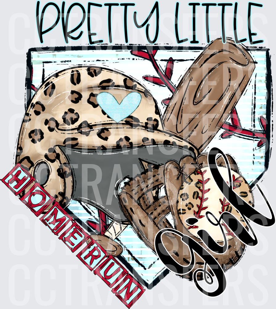 Pretty Little Home Run Girl Leopard Softball Helmet (DTF)