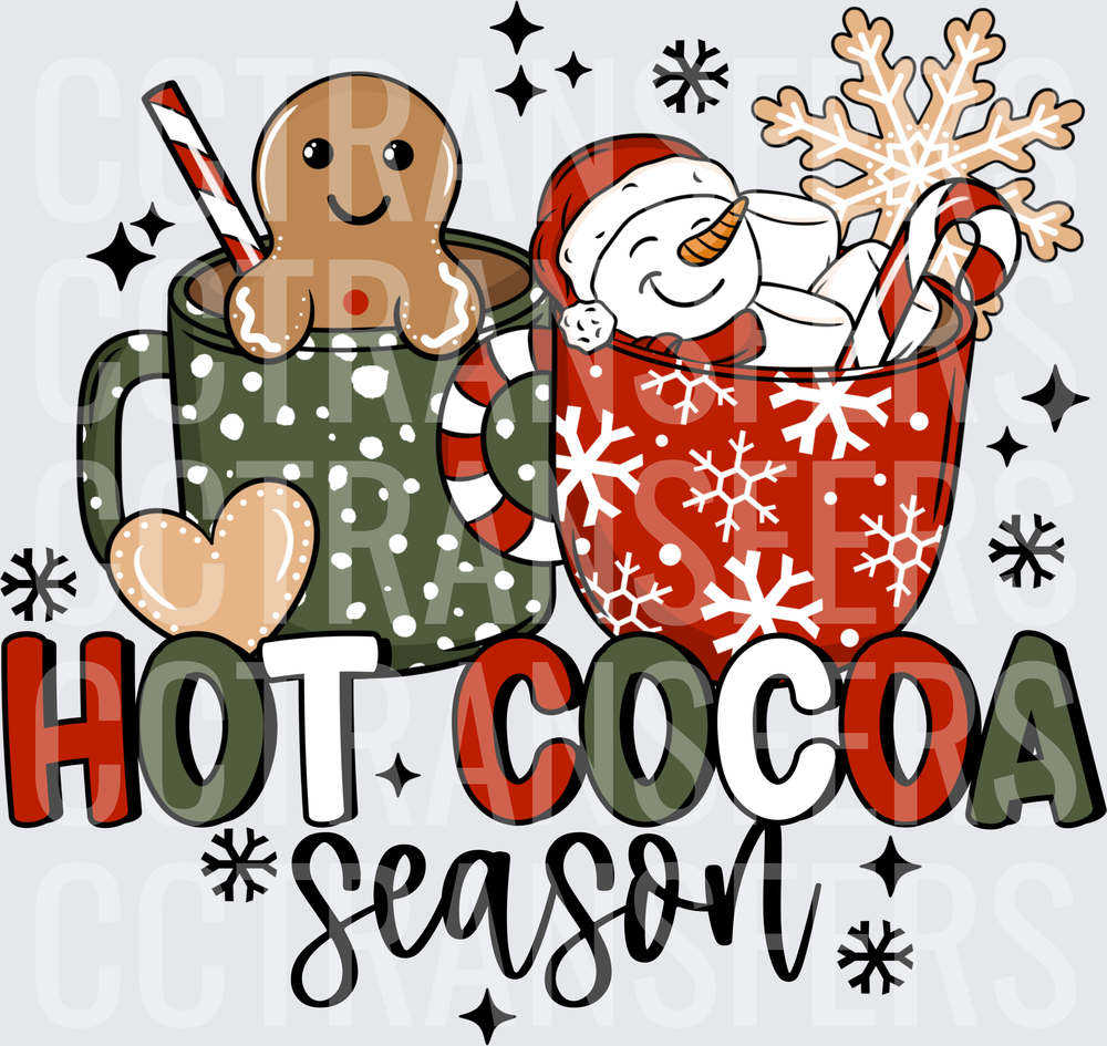 Hot Cocoa Season Gingerbread Snowman Holiday Mugs (DTF)