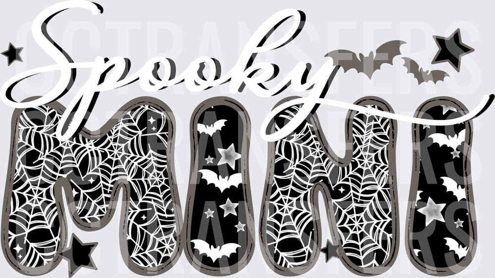 Spooky Mini Halloween Spider Web Bats Stars (DTF)