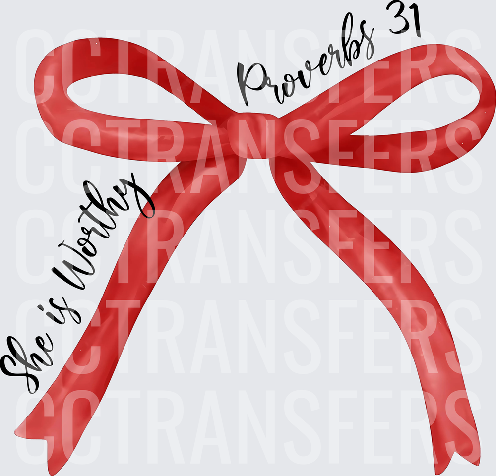 She is Worthy Proverbs 31 Red Bow (DTF)