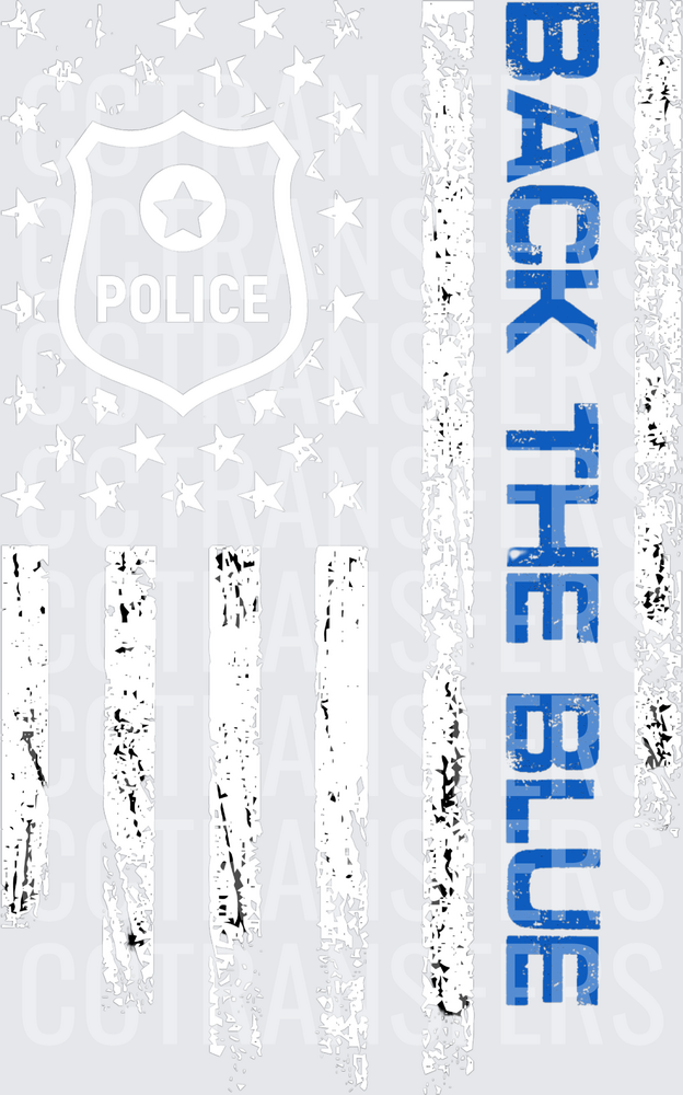 Back The Blue Distressed Flag Police Badge (DTF)