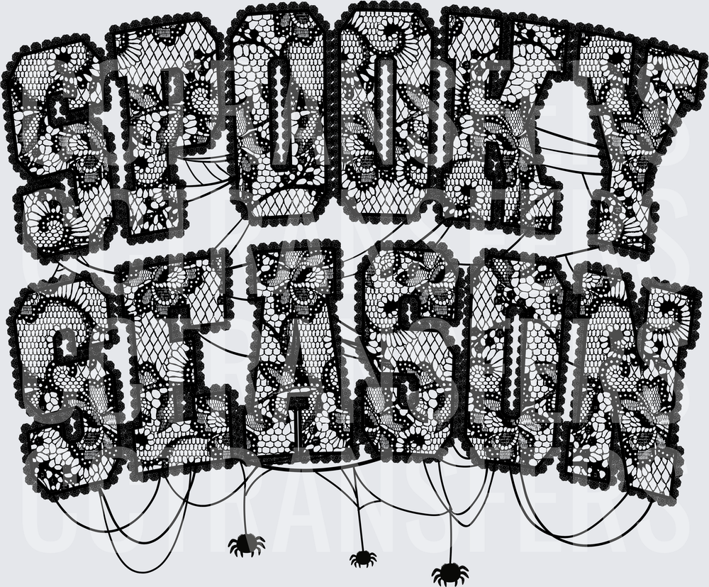 Spooky Season Black Lace Letter Spider Web Design (DTF)