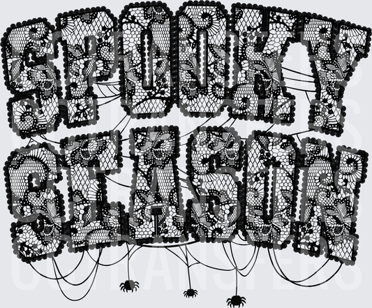 Spooky Season Black Lace Letter Spider Web Design (DTF)
