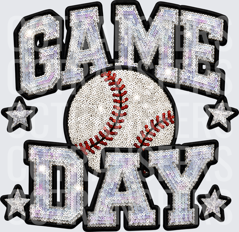 Sequin Game Day Baseball Stars Varsity Letters (DTF)