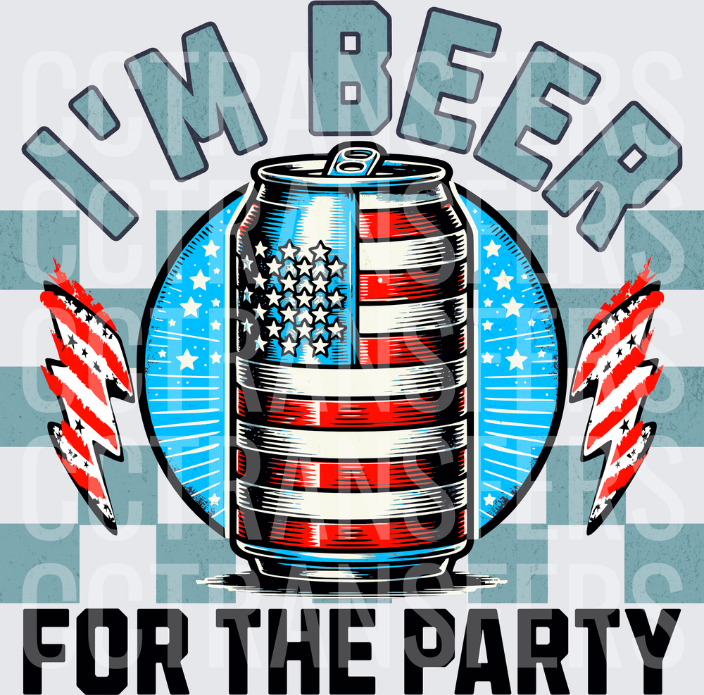 I'm Beer For The Party American Flag Can Lightning (DTF)