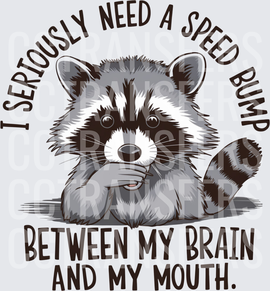 Raccoon I Seriously Need A Speed Bump Between My Brain And My Mouth (DTF)