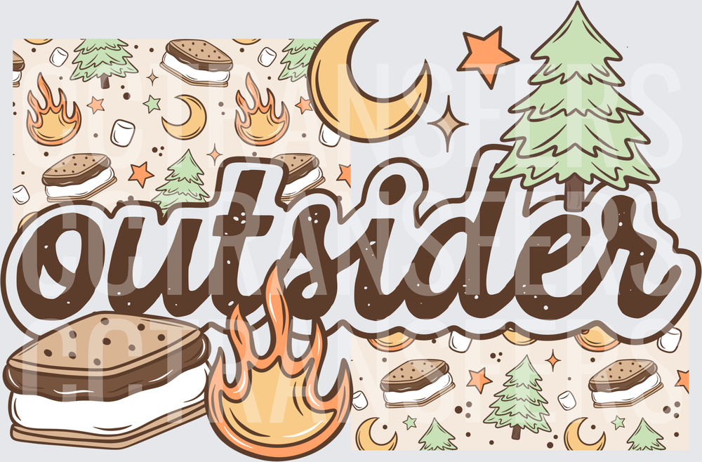 Outsider Camping S'mores Campfire Pine Tree Moon (DTF)