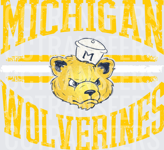 Vintage Wolverines Mascot Bear Distressed Collegiate (DTF)