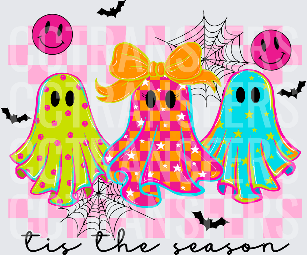 Tis The Season Groovy Halloween Ghosts Bats (DTF)