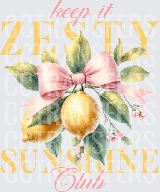 Keep It Zesty Sunshine Club Lemon Pink Bow (DTF)