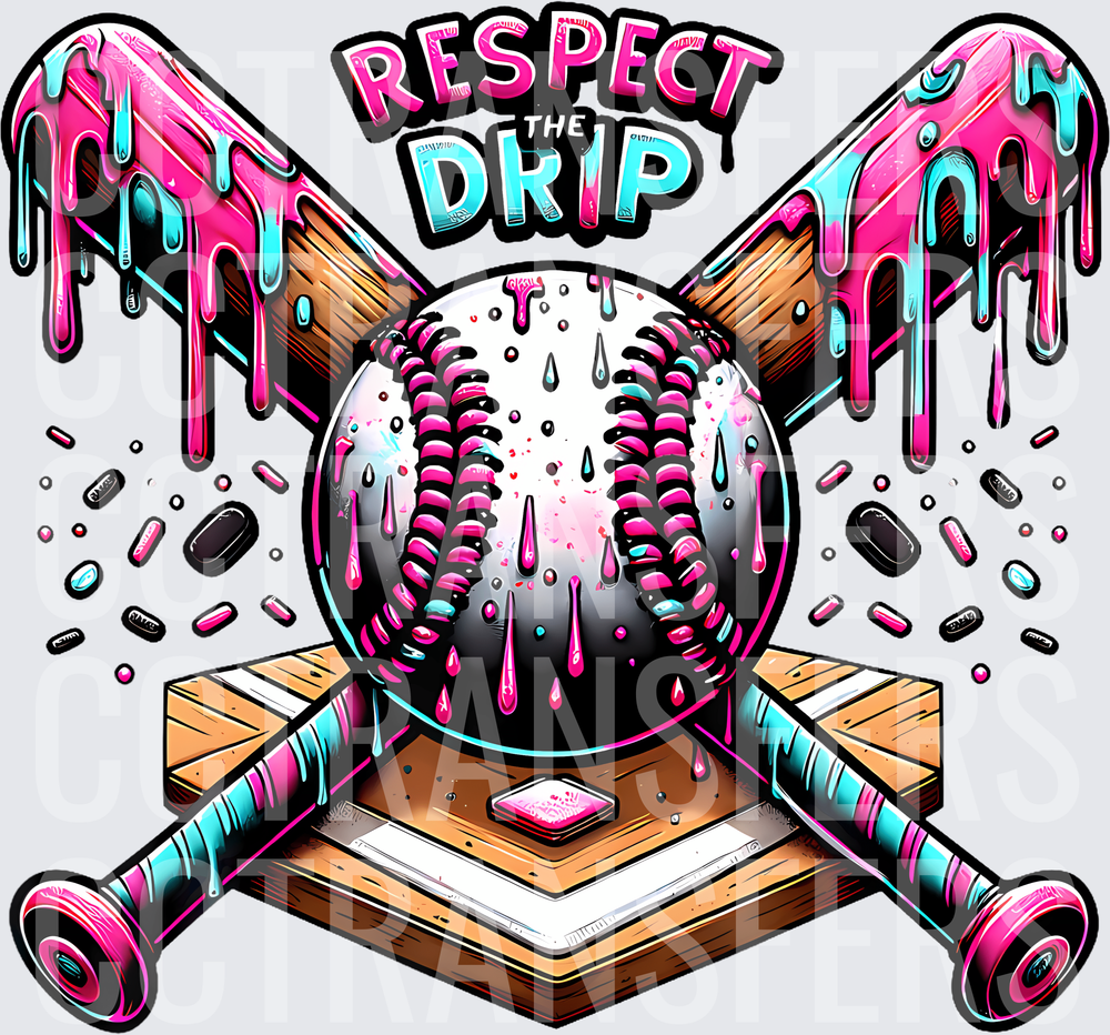Respect The Drip Softball Crossed Bats Home Plate (DTF)