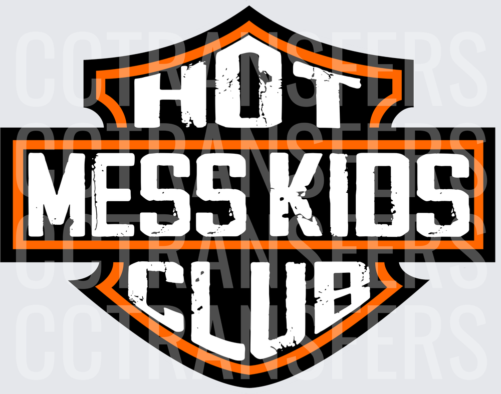 Hot Mess Kids Club Bar Shield Badge Design (DTF)