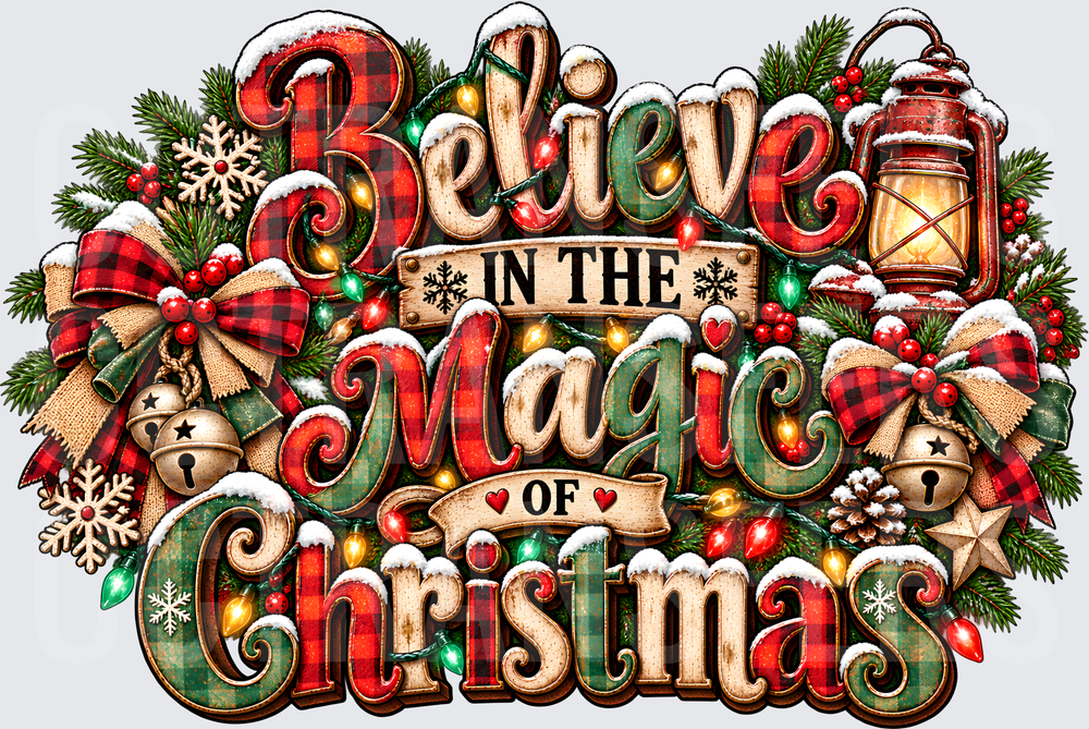 Believe In The Magic Of Christmas Buffalo Plaid Holiday (DTF)