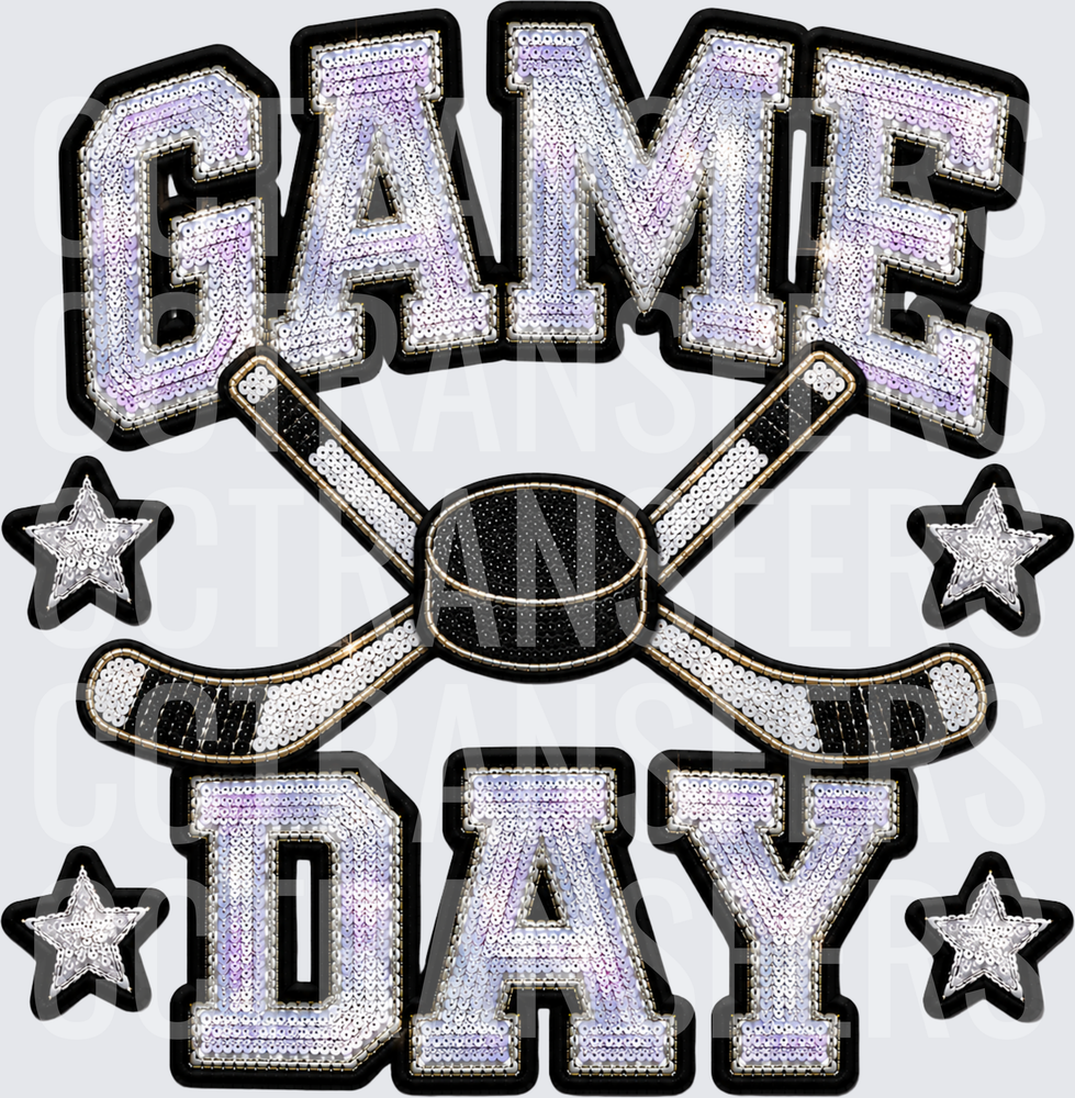 Sequin Game Day Hockey Sticks Puck Stars (DTF)