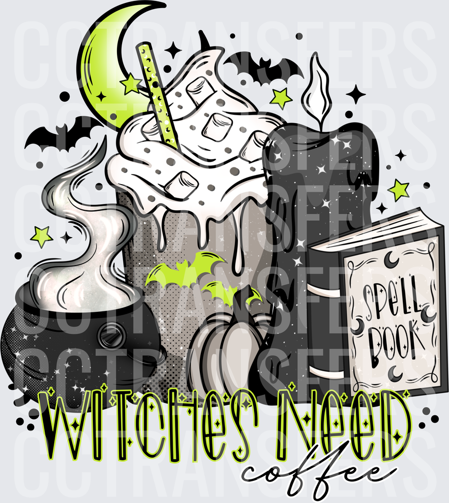Witches Need Coffee Halloween Spooky Latte Spell Book (DTF)
