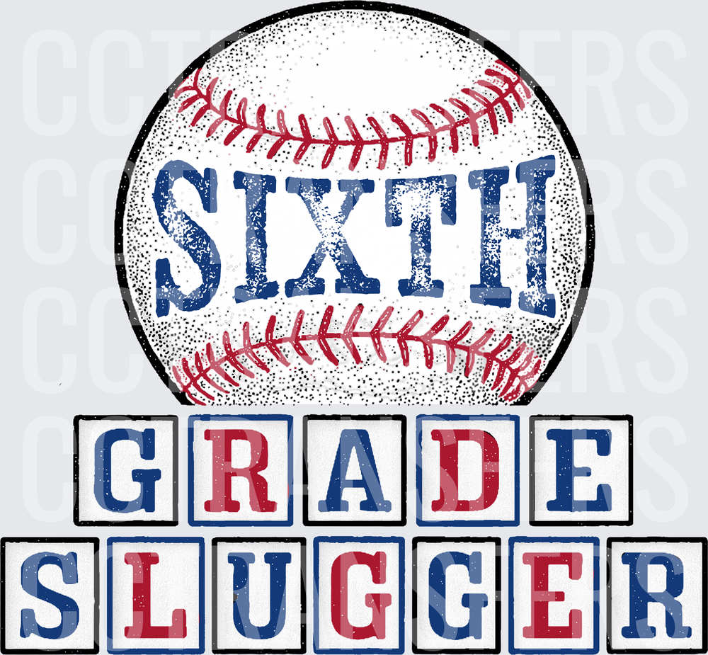 Sixth Grade Slugger Vintage Baseball Design (DTF)