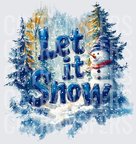 Let It Snow Snowman Winter Wonderland Scene (DTF)