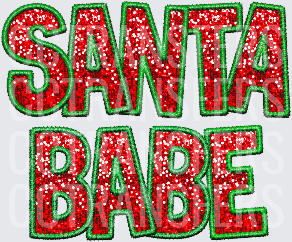 Santa Babe Red Sequin Glitter Embroidery Patch Style (DTF)