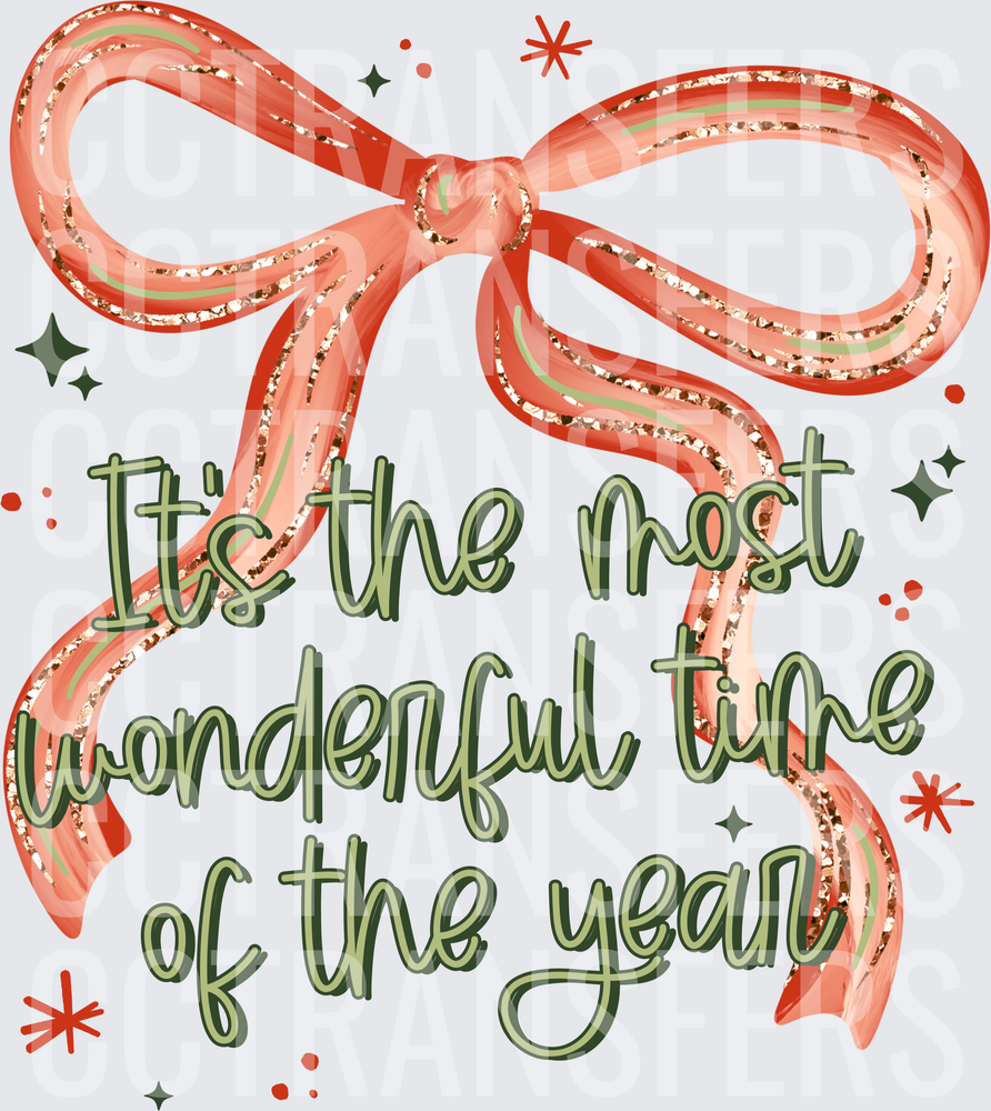 It's The Most Wonderful Time Of The Year Glitter Bow (DTF)