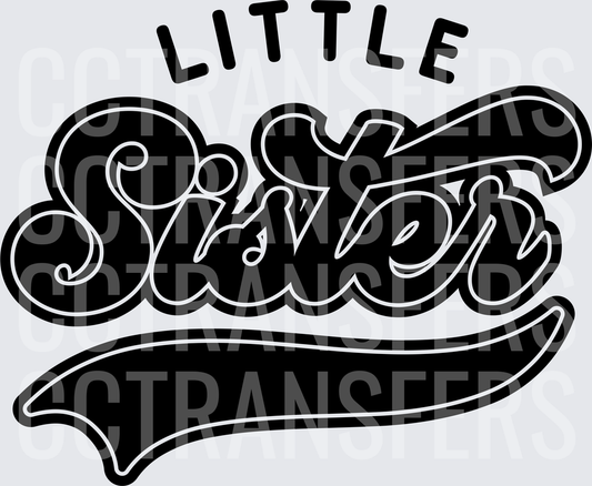 Little Sister Bold Retro Script Swoosh (DTF)