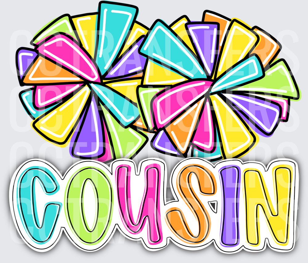 Colorful Cheer Pom Poms Cousin (DTF)