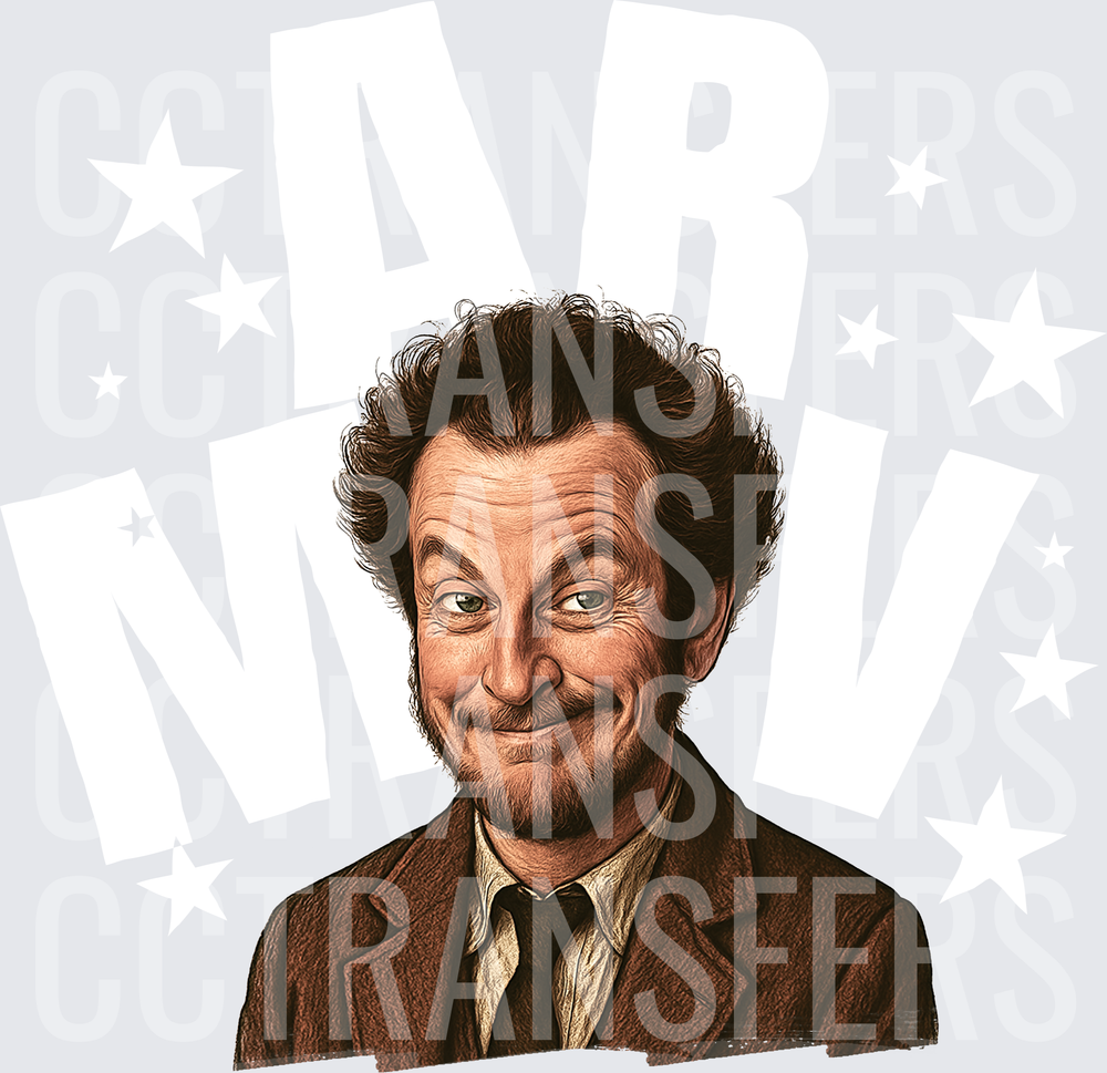 Sneaky Smirking Man Brown Suit Caricature Portrait (DTF)