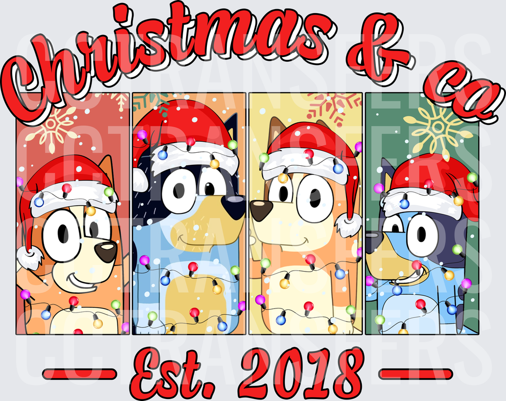Christmas & Co Est. 2018 Cartoon Dog Family Holiday (DTF)