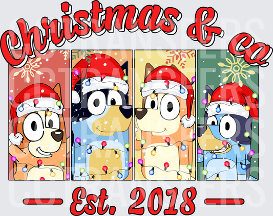 Christmas & Co Est. 2018 Cartoon Dog Family Holiday (DTF)