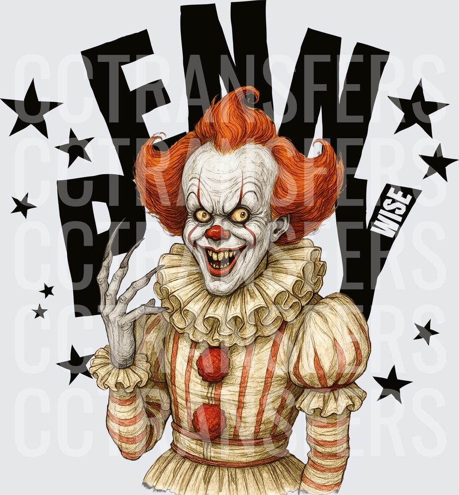 Creepy Clown Horror Stars Design (DTF)