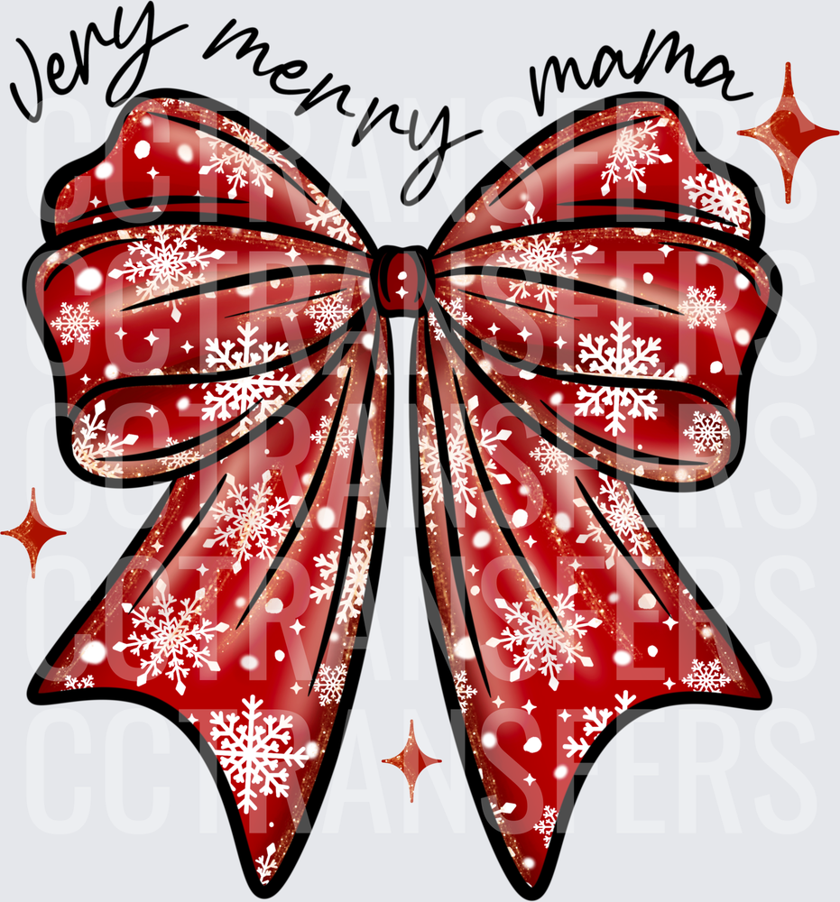 Very Merry Mama Red Snowflake Christmas Bow (DTF)