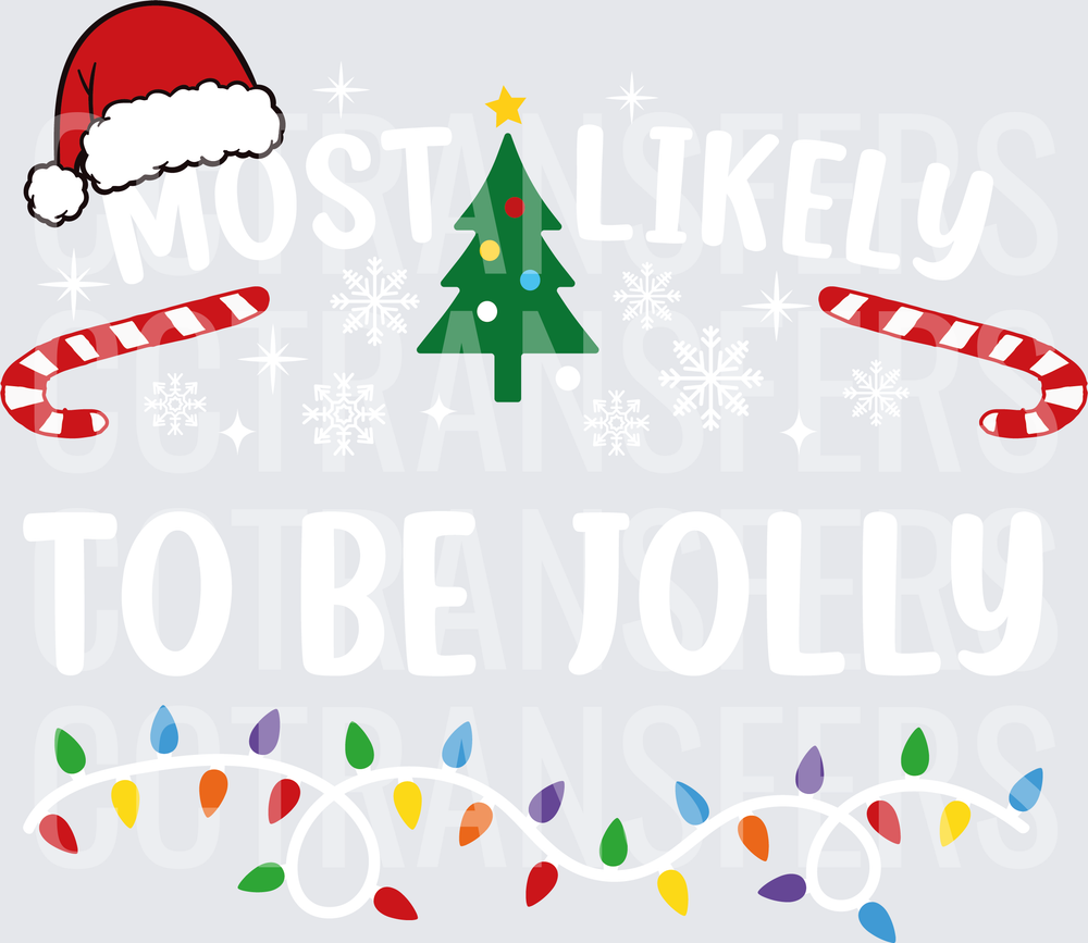 Christmas Santa Hat Tree Candy Canes Holiday Lights (DTF)