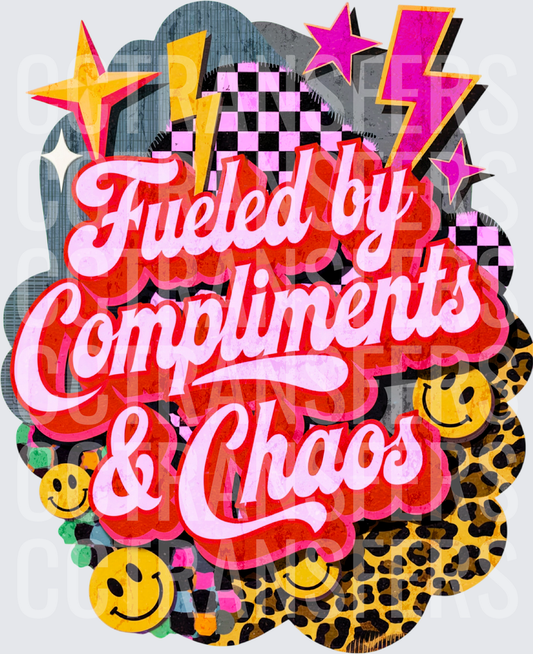 Fueled by Compliments & Chaos Retro Groovy Smiley (DTF)