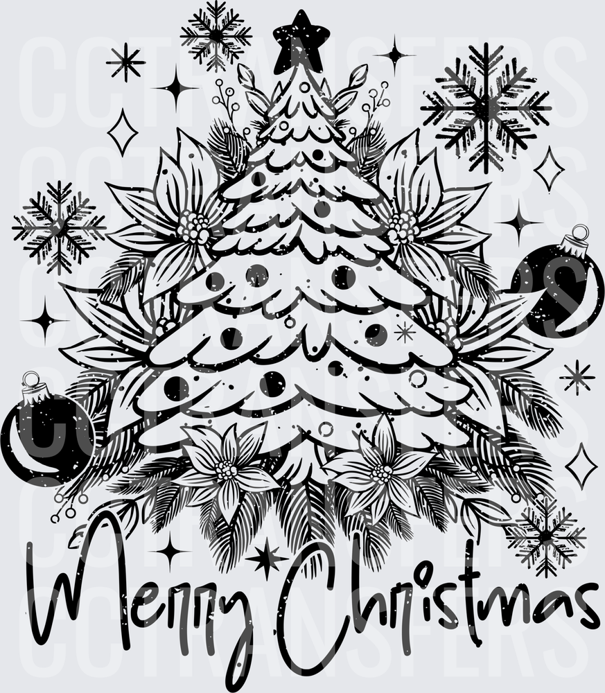 Merry Christmas Floral Tree Snowflakes Ornaments (DTF)