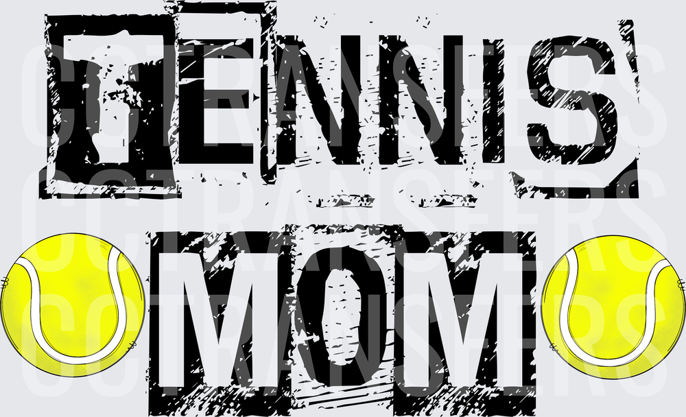 Tennis Mom Grunge Bold Text with Tennis Balls (DTF)