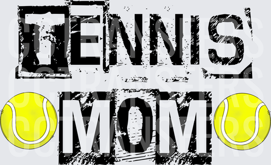 Tennis Mom Grunge Bold Text with Tennis Balls (DTF)