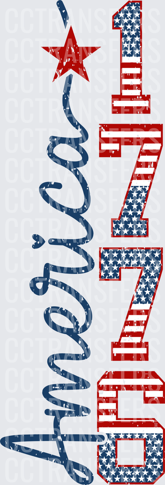 America 1776 Stars and Stripes Distressed Patriotic (DTF)