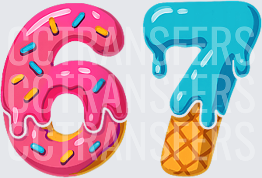 Sweet Treat Numbers 6 Donut and 7 Ice Cream Cone (DTF)