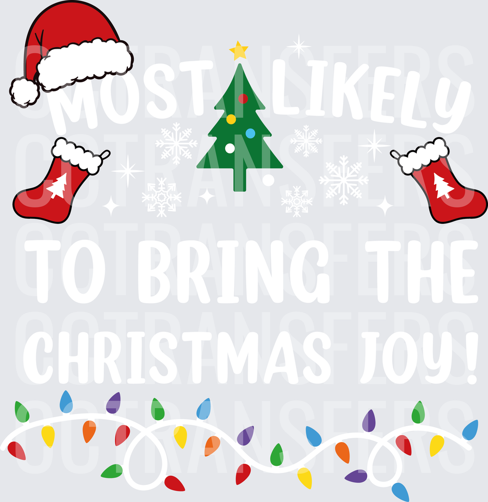 Christmas Santa Hat Stockings Tree Colorful Lights (DTF)