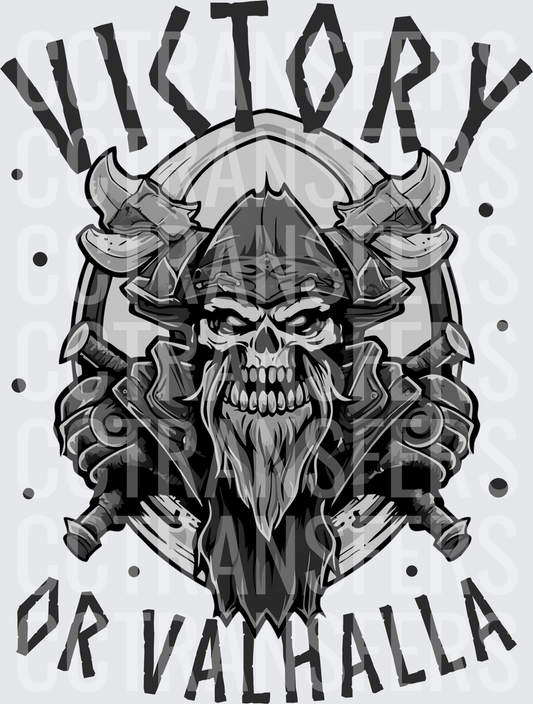 Victory Or Valhalla Viking Skull Crossed Axes (DTF)