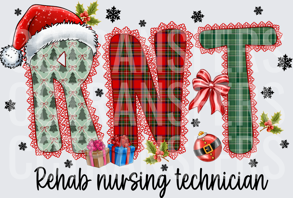 RNT Rehab Nursing Technician Christmas Plaid Holiday (DTF)