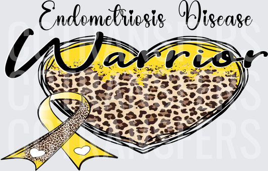 Endometriosis Disease Warrior Leopard Heart Yellow Ribbon (DTF)