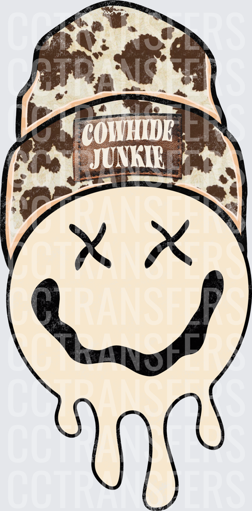 Cowhide Junkie Melting Smiley Face Drip Hat (DTF)