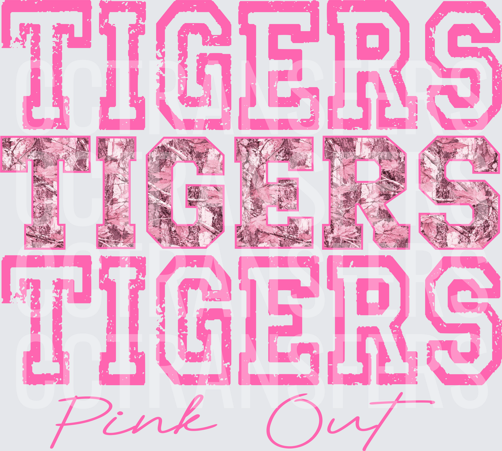 Tigers Pink Out Triple Stacked Pink Camo Varsity (DTF)