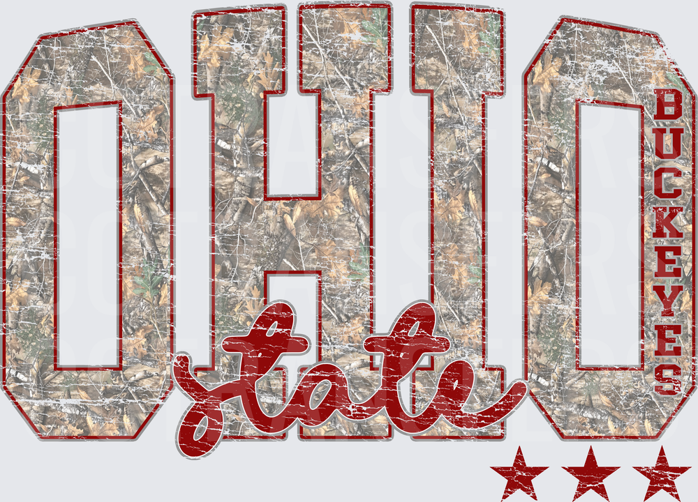 Ohio State Buckeyes Camo Distressed Varsity Letters (DTF)