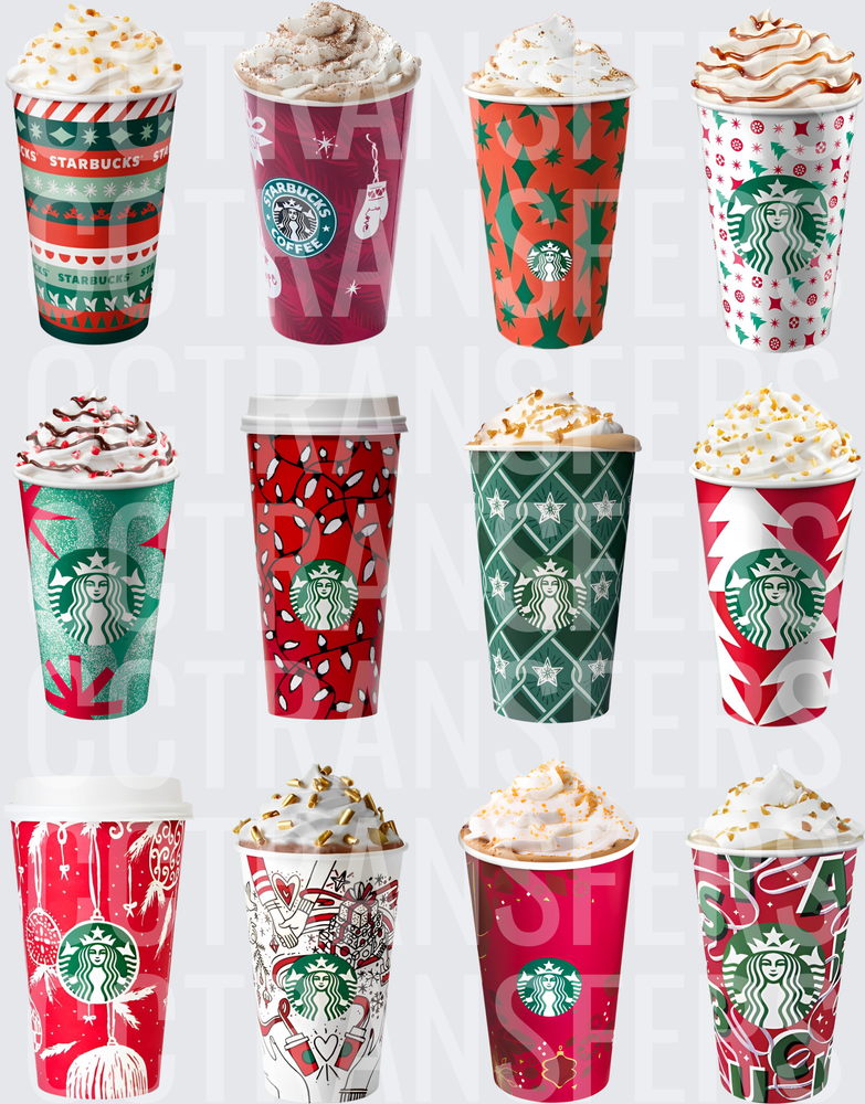 Holiday Coffee Cup Collection Christmas Seasonal Designs (DTF)