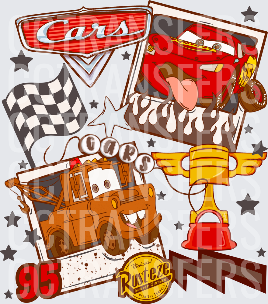 Animated Race Car and Tow Truck Collage Number 95 (DTF)